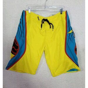 Fox Men's Board Shorts Yellow Blue Size 34 *Read Description*